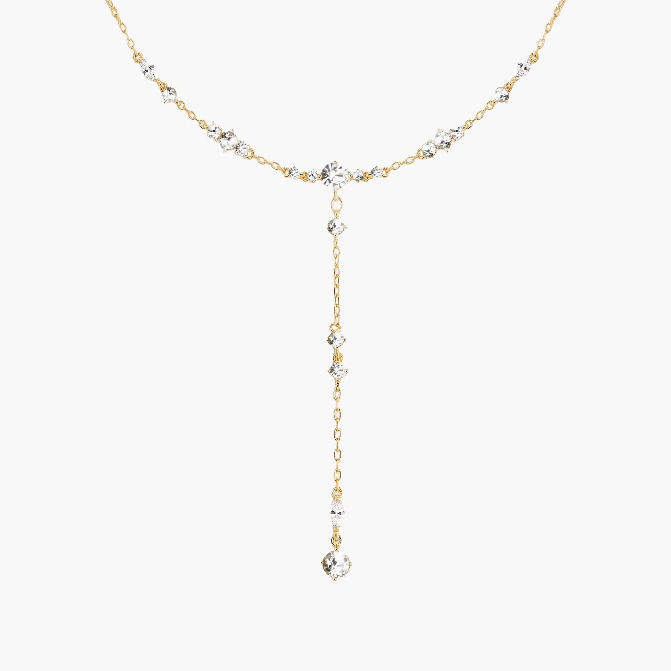 en route 18K Gold Plated Adriana Necklace in Gold, Sparkling Lariat-inspired Jewelry for Daily Wear, Versatile Piece Essential Designed for Layered Styling & Modern Outfits