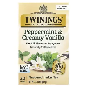 Twinings Flavored Herbal Tea, Peppermint & Creamy Vanilla, Caffeine Free, 20 Tea Bags, 1.41 oz (40 g)