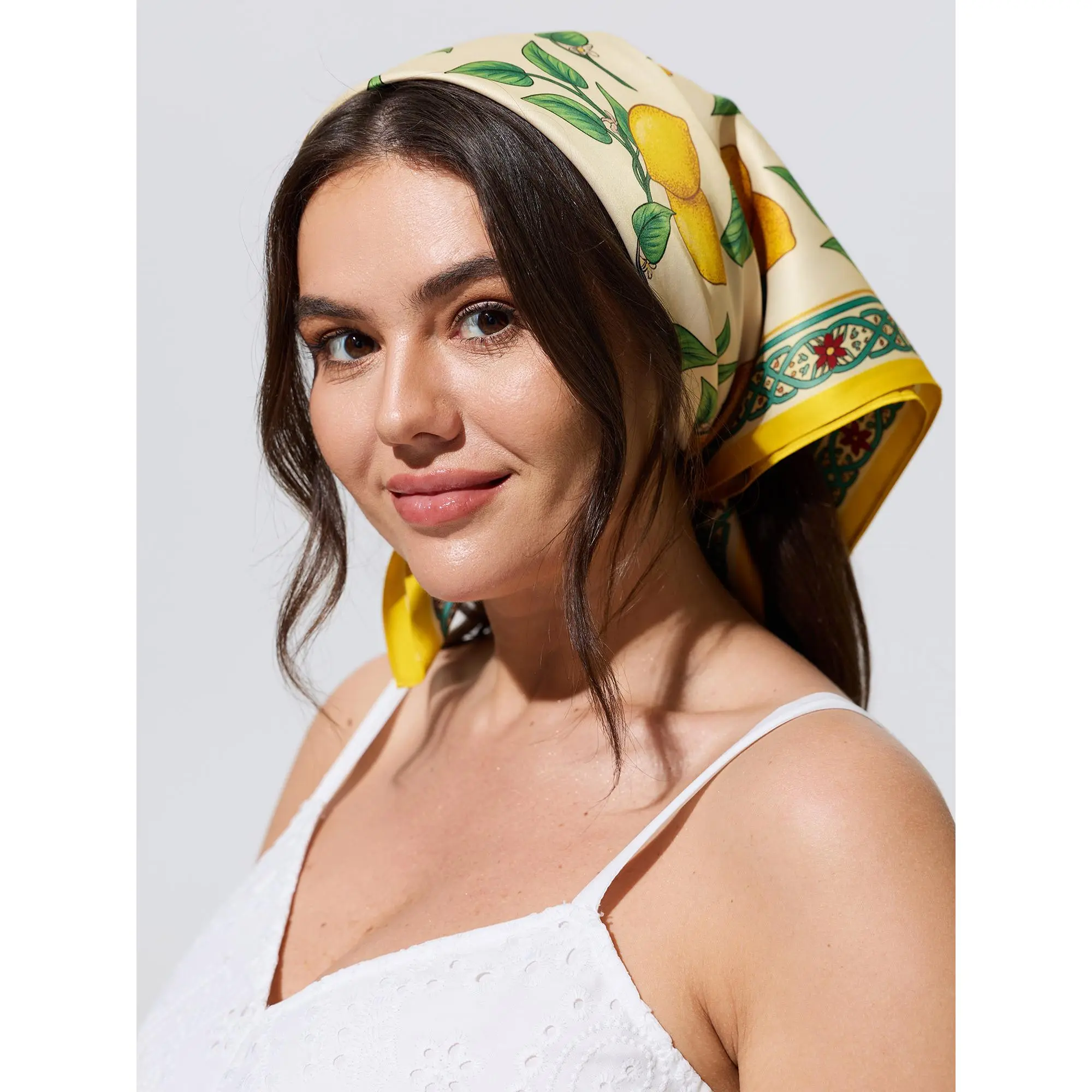 BLOOMCHIC Plus Size Retro Lemon Print Square Scarf[M-6X] 2026 Summerfinds