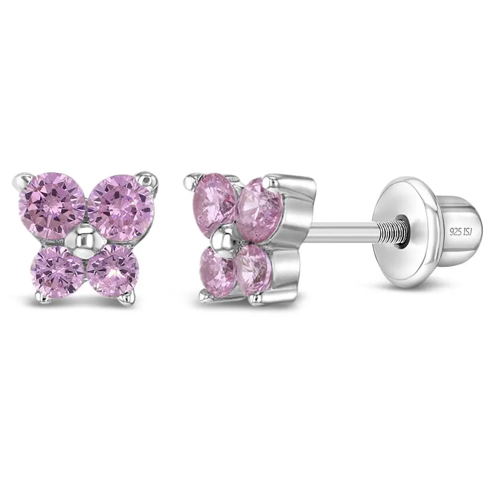 Teenie Tiny Butterfly Baby / Toddler / Kids Earrings Screw Back - Sterling Silver
