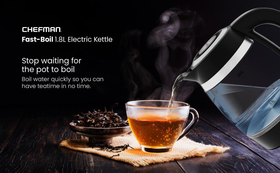 Chefman Fast-Boil 1.8L Electric Kettle - Compact Design for Efficient Water Heating