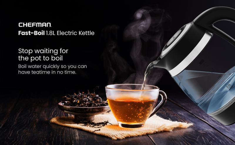 Chefman Fast-Boil 1.8L Electric Kettle - Compact Design for Efficient Water Heating
