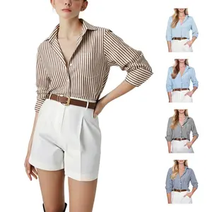 Siliteelon Striped Button Down Shirts for Women Dress Shirts Long Sleeve Collared Office Work Shirt with Pocket Comfy Business Casual & Chic Old Money Outfits January Outfits | Designer Style Inspo