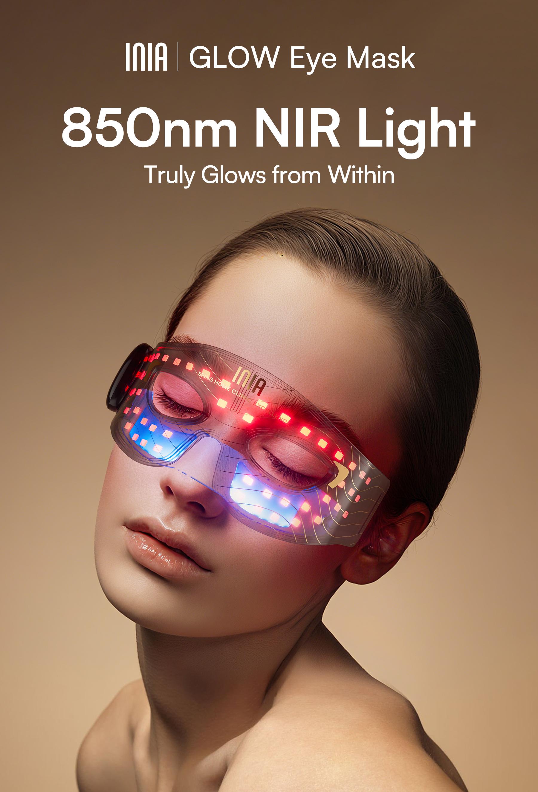 【LIVE EXCLUSIVE】INIA GLOW Red Light Therapy Eye Mask with 96 High-Density LEDs & Cryotherapy Cooling, LED Eye Mask Skincare for Wrinkles, Dark Circles & Puffiness, FDA-Cleared, Portable and Rechargeable, 2-Year Warranty