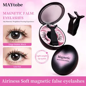 MAYtobe Soft Magnetic Eyelashes Kit with Applicator, 8-13.5mm Reusable Glue-free Wispy Magnetic Lashes, Cruelty-free False Lashes, Waterproof, Lightweight