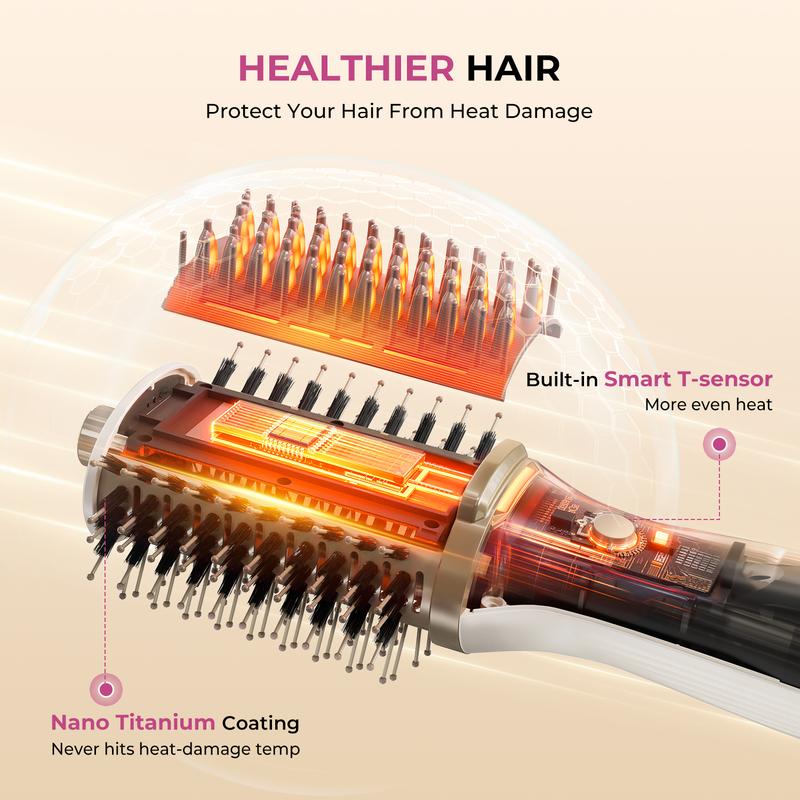 GOMYTH V1 Upgraded 4-in-1 Blow Dryer Brush with Heated Comb - Volumizer Hair Dryer Brush for Hair Drying & Styling, Salon Blowouts, Frizz-Free Shiny Hair, Reduced Heat Damage, Suitable for All Hair Types