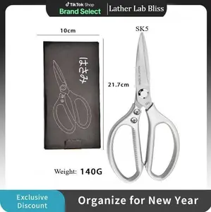 Nauetes 2-in-1(Buy 1 Get 1 Free) Heavy Duty Kitchen Scissors Set - 304 Stainless Steel Sharp Shears for Chicken Meat Fish Poultry - Silver Portable Cooking Accessories