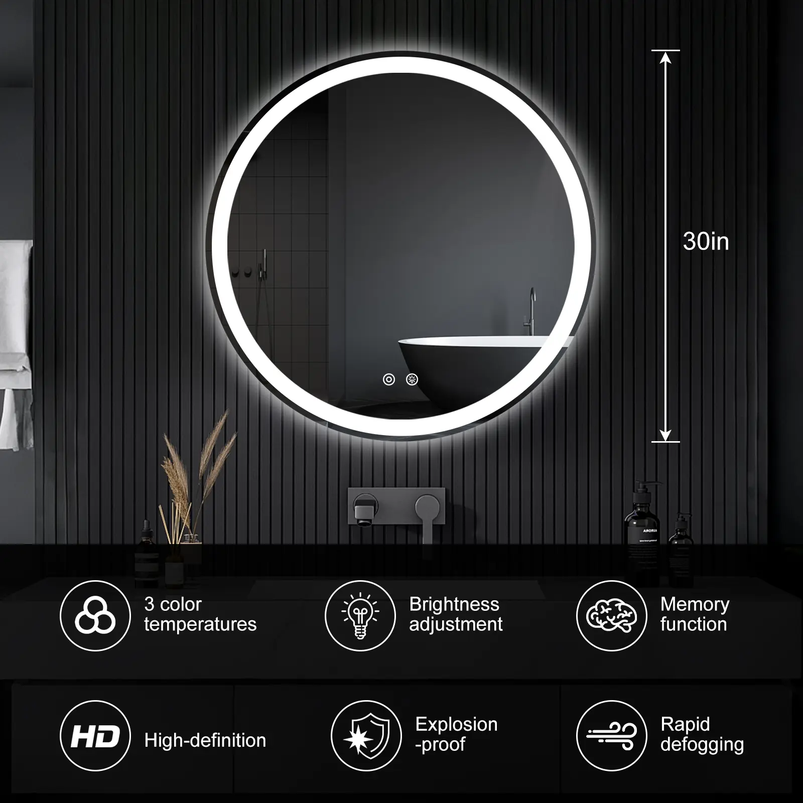 30" x 30"- Round-LED