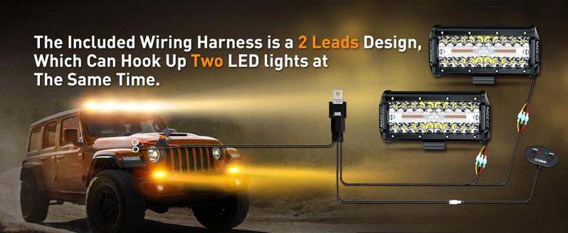 NAOEVO 7 Inch LED Light Bar Kit with Rocker Switch,2PCS 24000LM White LED Pod Lights, IP68 Waterproof Off Road for Truck, ATV, SUV, UTV, Boat, Jeep（White/Amber/White&Amber）