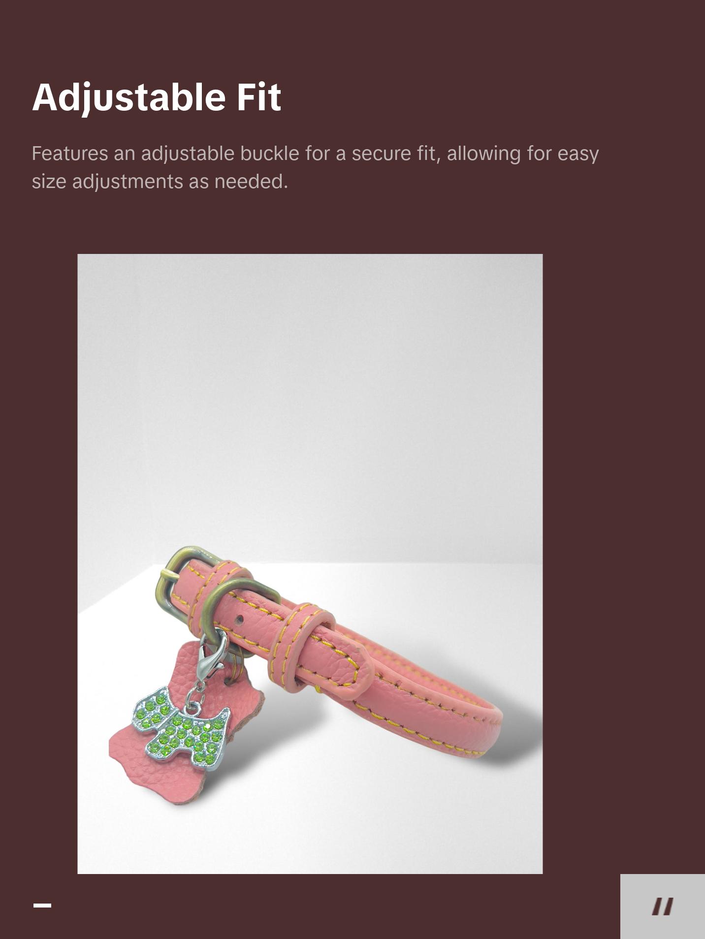 KLASSIC Handmade Leather Dog Collar with Rhinestone Tag