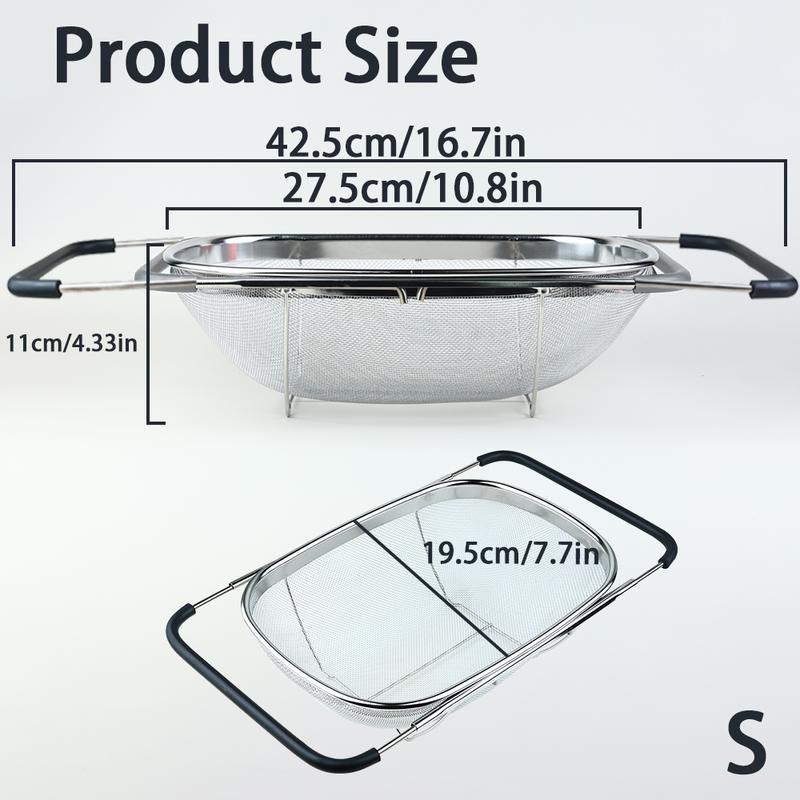 Expandable Stainless Steel Filter with Fine Mesh & Drain Basket for Vegetables and Fruits Kitchen Essentials Compact Design Durable Construction High Quality Strainer Vegetable Strainer Halloween Gift