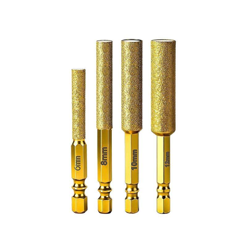 4pc Hexagonal Shank Emery Drill Bit for Dry Drilling onTile Marble Granite Concrete 6-12mm Wax CoreCooling No Water Needed