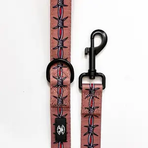 Barbed Wire Traditional Tattoo Brown Adjustable Tuff Bones Pet Supply Dog Collar