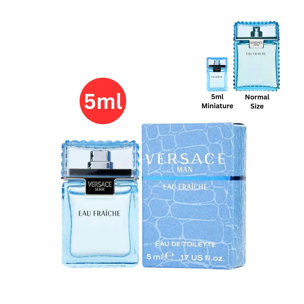Men's Versace Eau Fraiche Eau De Toilette Mini - 0.17 oz (5ml), All Day Woody Citrus Scent, Daily Wear Masculine Blend Fragrance