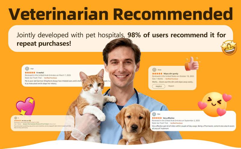 Cassiel Pet Ear Cleaner Ear Drops for Dogs&Cats Ear InfectionEar Mites Treatment for Cats&Dogs ltchyEar Dog Ear Infection Treatment Puppy Cleaner