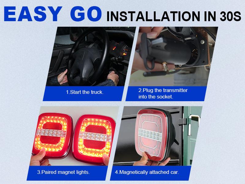 AgriEyes T325 Wireless Magnetic Trailer Light with Emergency Warning Lights – Heavy-Duty LED, USB-C Rechargeable, IP67 Waterproof, 22 LEDs, 5 Modes, 1-Year Warranty