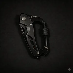 Compact 4.5-inch - 7-in-1 folding survival tool with aircraft aluminum handle and locking carabiner