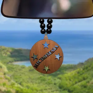 Micronesia Ornament - 1/4 Inch Thick Wood Cherry Hickory Mahogany Unfinished 4 Inches & 4.5 Inches Stylish Accessory