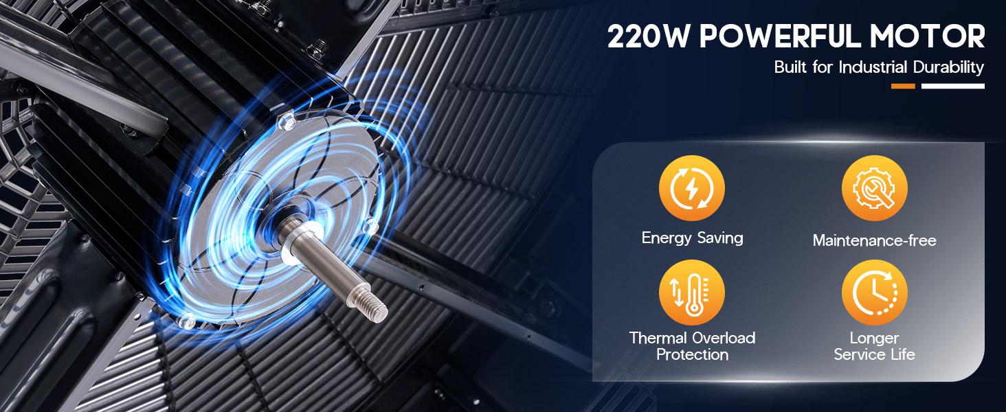 [Ships in 2 Boxes] VanAcc Industrial Drum Fan,  42 inch 550W, 48 inch 750W Plastic High Velocity Floor Fan with Wheels and 3 Speed, Air Flow 12,950/17,660 CFM, Ideal for Commercial, Garage, Warehouse, Workshop, Factory