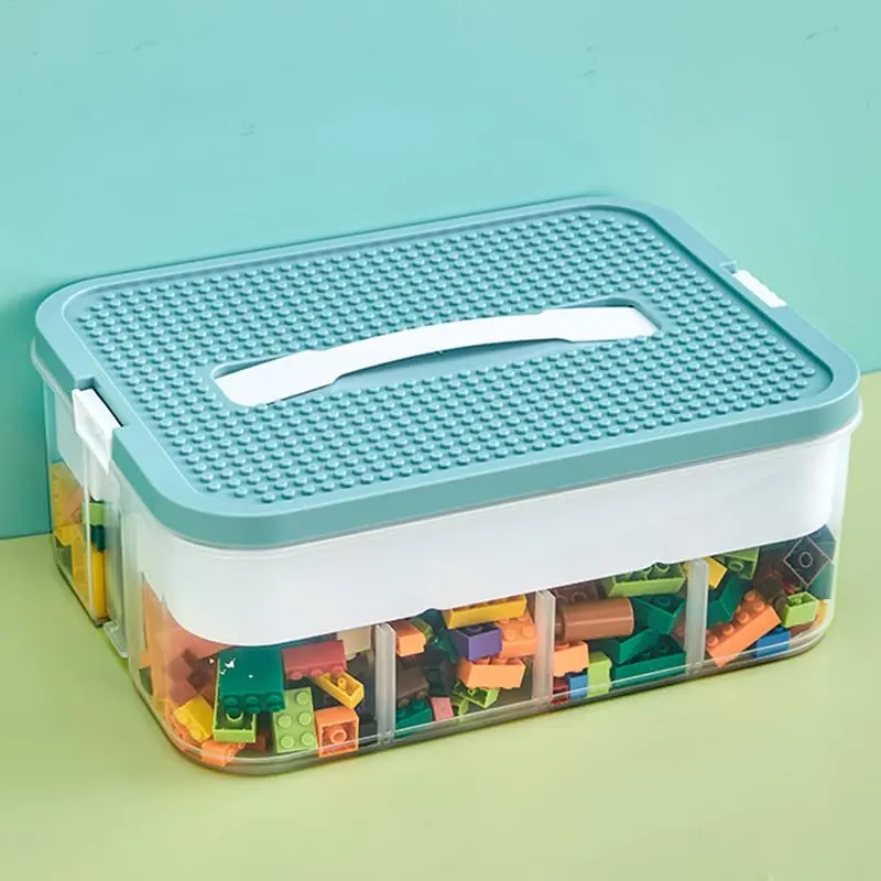 Toys Organizer Storage Case for Lego Box Toy Stackable Building Blocks with Lids Bins Adjustable Lego Storage Containers Plastic Toy Box Green 1 Layer