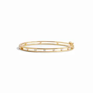 Sami Jewels Studded Gold Bangle Bracelet for Women, 925 Sterling Silver, Women's Gold Plated Bangle Bracelets, 5.5" - 8" Lengths, Elegant Minimalist Bangle Bracelet, Ideal for Everyday Wear, Bangle Addict