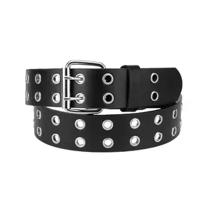 Nyfashion101 Durable Double Grommet Belt for Fashionable Style, Black, Size XXXXL