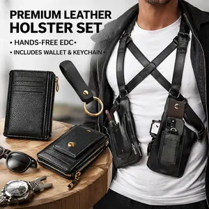 Double Shoulder Armpit Bag for Men – Fashion Leather Double Straps Holster Wallet, Adjustable Oxford Cloth Underarm Crossbody Bag for Daily Work Travel