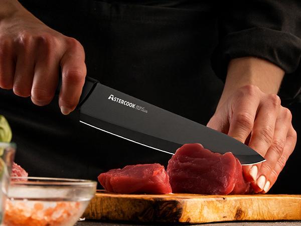 Astercook Kitchen Knife Set 14 Pieces High Carbon Stainless Steel Sharp Steak Knife Set, Chef Knife, Bread Knife, Knife Set Cutting Utensils Block