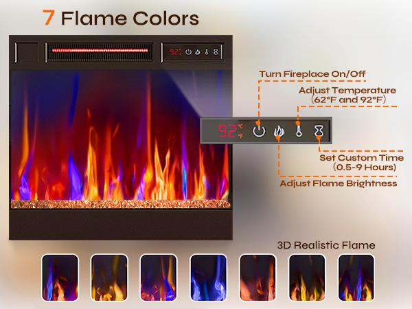 Pinmoco Electric Fireplace TV Stand for TVs up to 65", LED Entertainment Center with Open Storage Shelves for Living Room, Bedroom