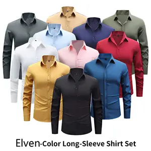Men’s fashion long-sleeve shirt available in 11 colors; regular fit, button closure; casual and versatile—suitable for business, dates, work, and more; also suitable as a gift.