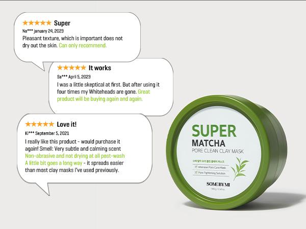 Super Matcha Pore Clean Clay Mask - Mud Mask for Blackhead Absorption, Skin Moisturizing with Sebum and Pore Care - Korean Skin Care