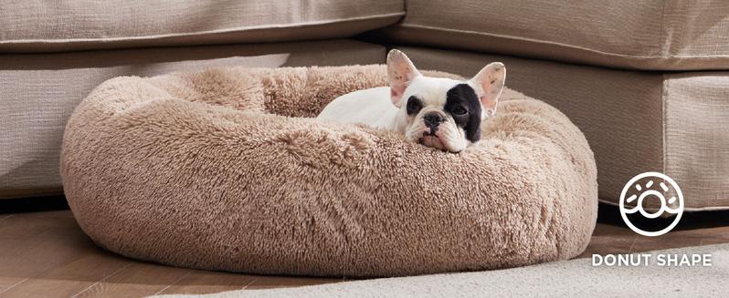 Bedsure Calming Donut Dog Bed for Dogs-Ultra Soft Plush Faux Fur Cozy Pet Bed with Non Slip Bottom & Machine Washable Cover Pad, Valentine’s Day Choice