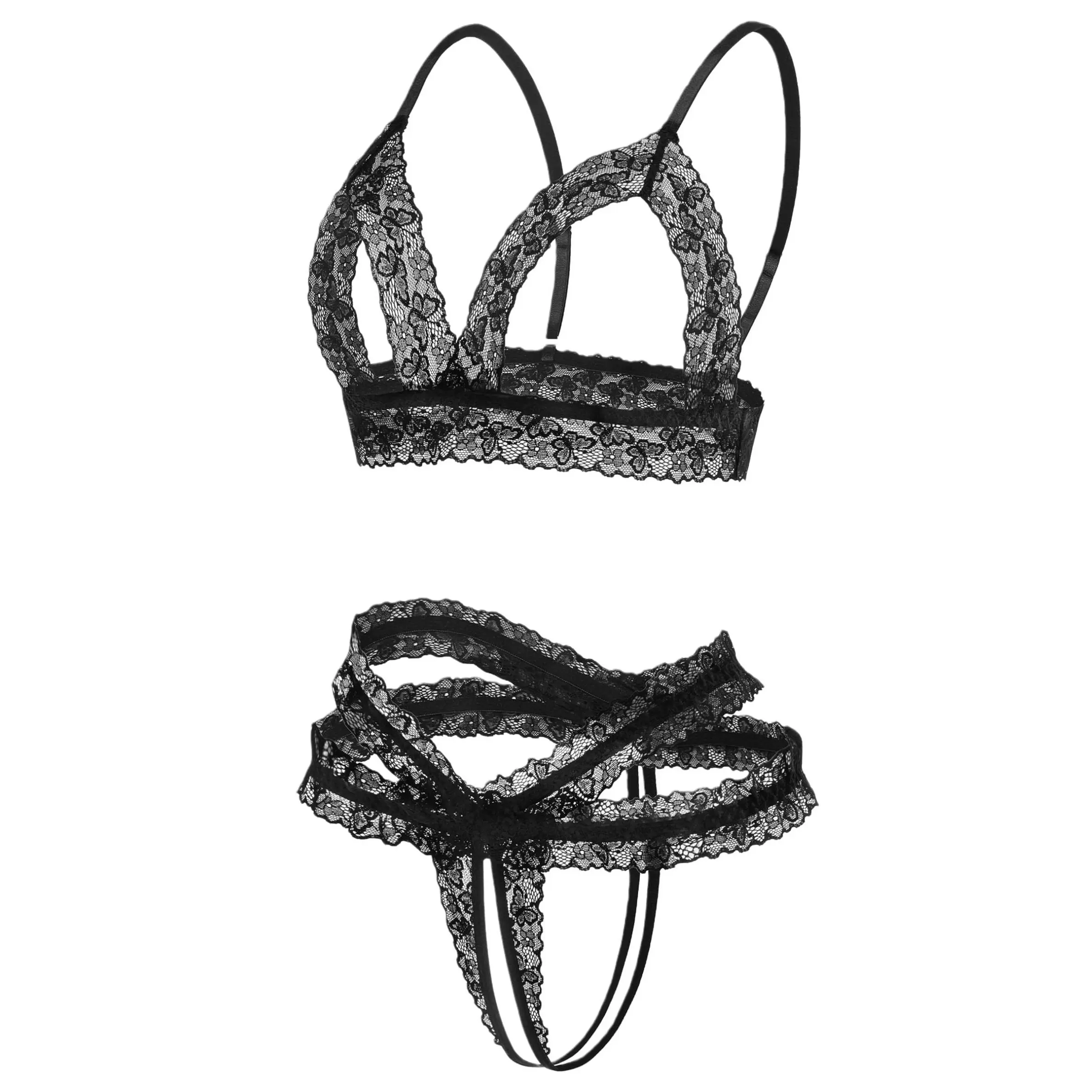 Avidlove Lace Lingerie Set for Women Sexy Cutout Matching Bra and Panty Sets 2 Piece Wireless Bralette Outfits S-XXL
