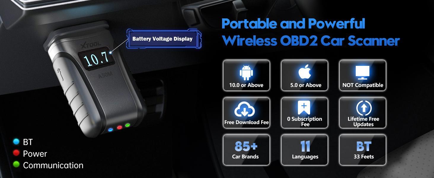XTOOL A30M Bluetooth OBD2 Scanner: Bidirectional All-System Diagnostic Tool with 26+ Resets & Free Updates