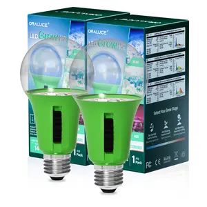 LED Grow Light Bulb 4 Modes, 60 Watt Equivalent Grow Bulbs for Indoor Plants E26 Base, A19 Plant Light Bulb for Seed Starting, Growth, Flower, Vegetables, Non-Dimmable, 2 Pack