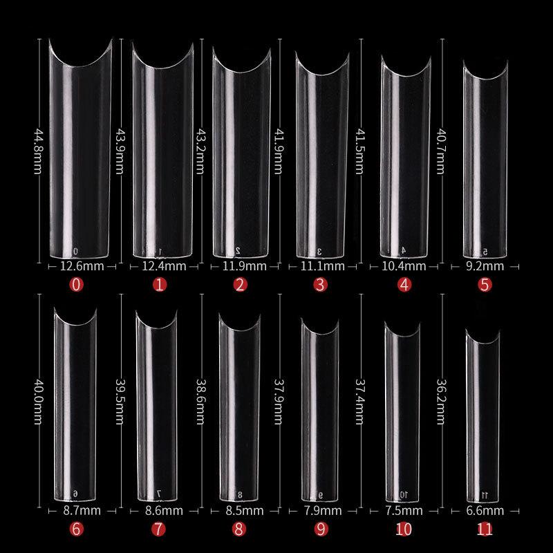240pcs Transparent Extra Long Nail Tips Half Cap C Curve 12 Size Fake Nails Cone Square with Box, Suitable for Home DIY, Nail Tip, Soft Gel Nail Tip, Nail Gel Color Jelly, Clear Jelly, Press On Nails For Women, Fake Nail, Nail Tips/nails