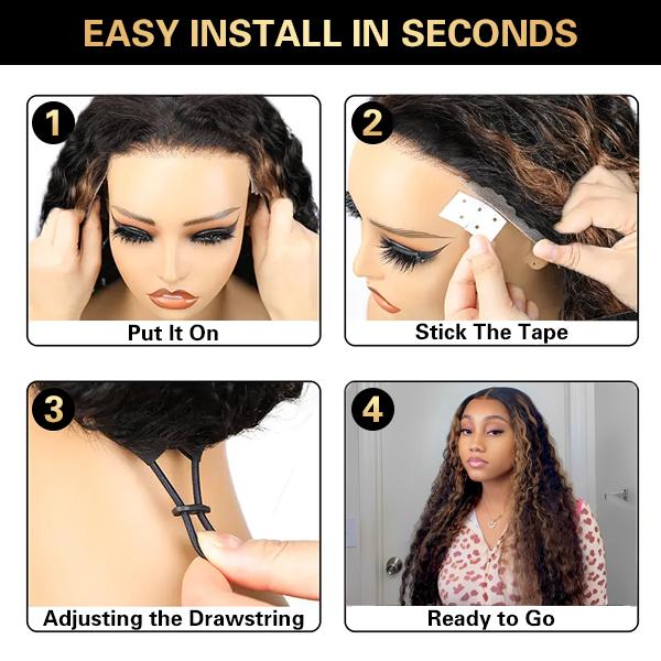 Midulla Highlight Burmese Curly 13x6 Pre Cut Lace Front Wigs Human Hair Ready to Wear Glueless Wig with Finger Coil Ends SpringStatements