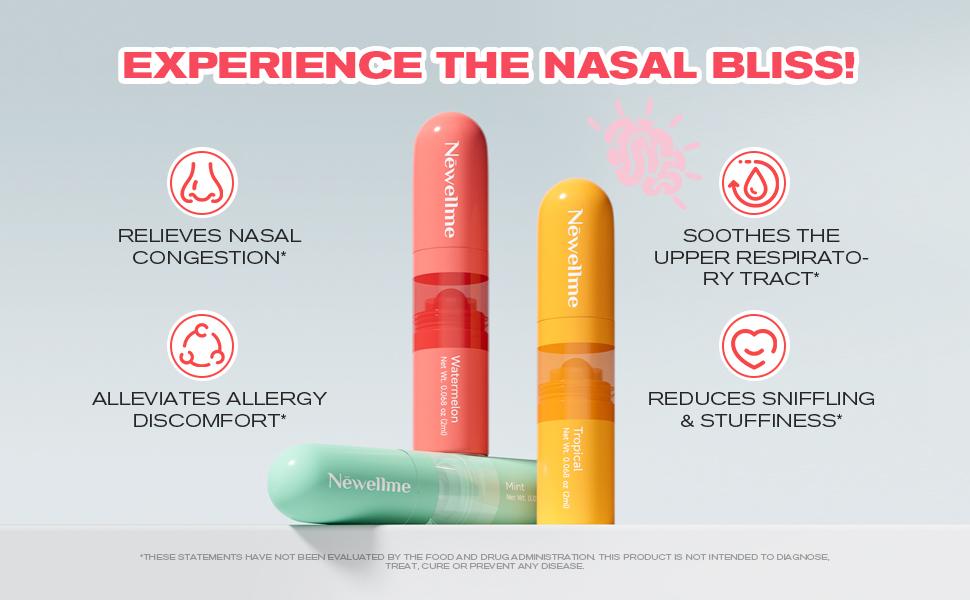 Newellme Nasal Stick - Super Potent Essential Oil Vapors, Powerfully Boost Energy, Combat Fatigue & Refresh Your Mind Fitness