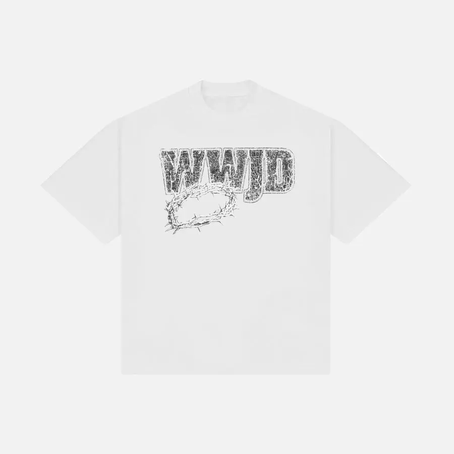 WWJD CROWN THORN Graphic Tee, Jesus Apparel, Christian Merch Shirt Cotton Menswear