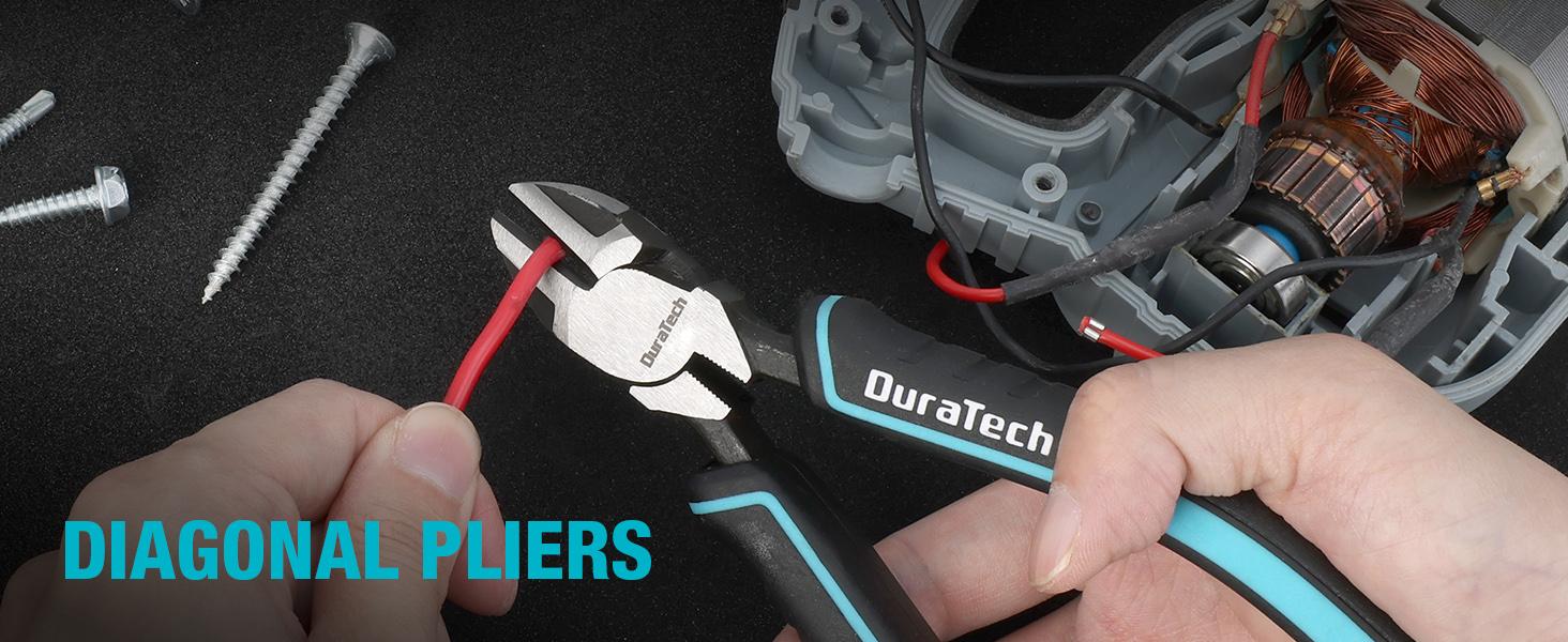 #JumpstartSale DURATECH 7-Piece Pliers Set with Rolling Pouch, Premium Cr-Ni Construction (10", 8" Groove Joint Pliers, 8", 6" Long Needle Nose, 8" Linesman, 6" Slip Joint, 6" Diagonal) for Basic Repair