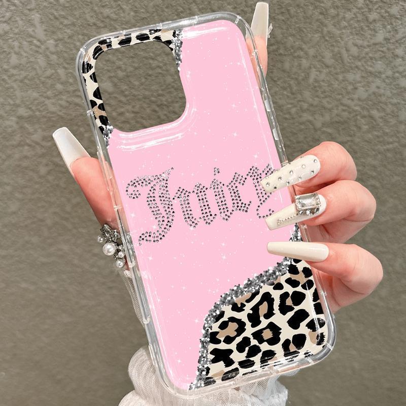 Transparent Card Slot Case, Leopard Pattern, Thick Anti-Drop Phone Cover Compatible with iPhone 17/17 Pro Max/air/11-16 Series Military-Grade Camera Custom Monogram Striped Glitter Electroplated Girly iPad Pen Anti-Slip Slim Shockproof Camo Tough
