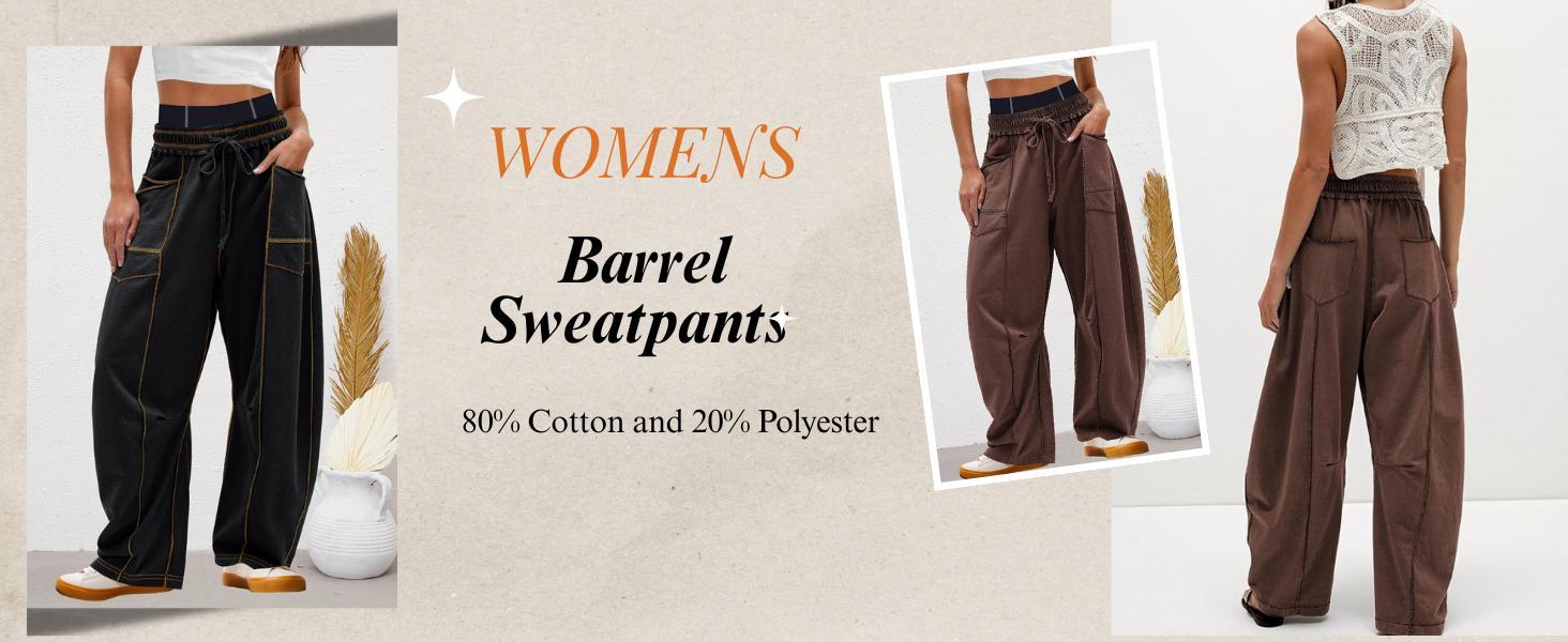 SCUSTY Womens Barrel Sweatpants High Waisted Wide Leg Pants Drawstring Athletic Baggy Pants Lounge Sweats SCUSTY Womens Barrel Sweatpants High Waisted Wide Leg Pants Drawstring Athletic Baggy Pants Lounge Sweats