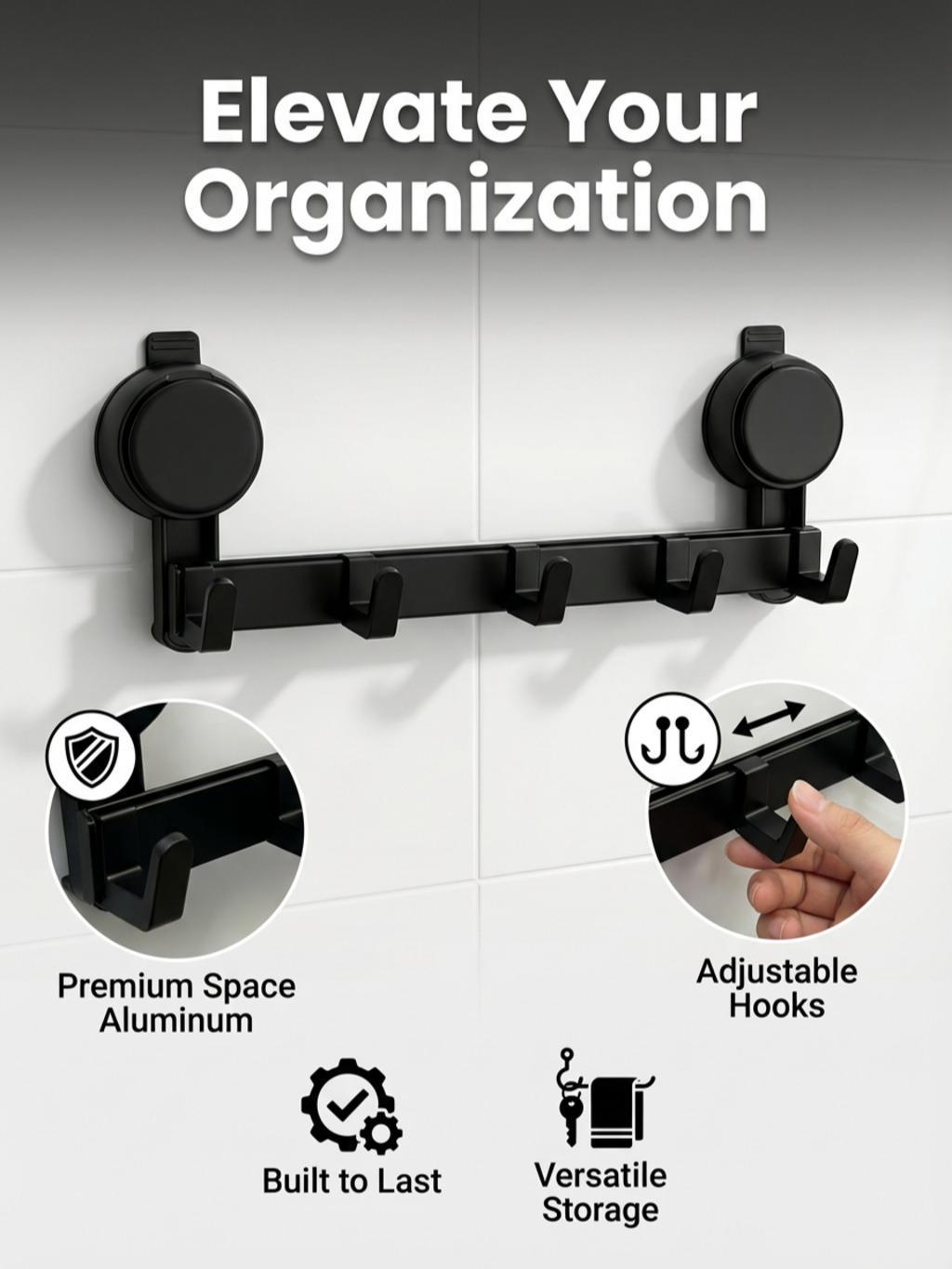 Over-the-Door Suction Cup Hook Rack – No-Drill & Removable, Heavy-Duty Load-Bearing | Bathroom & Entryway Coat Hanger Organizer