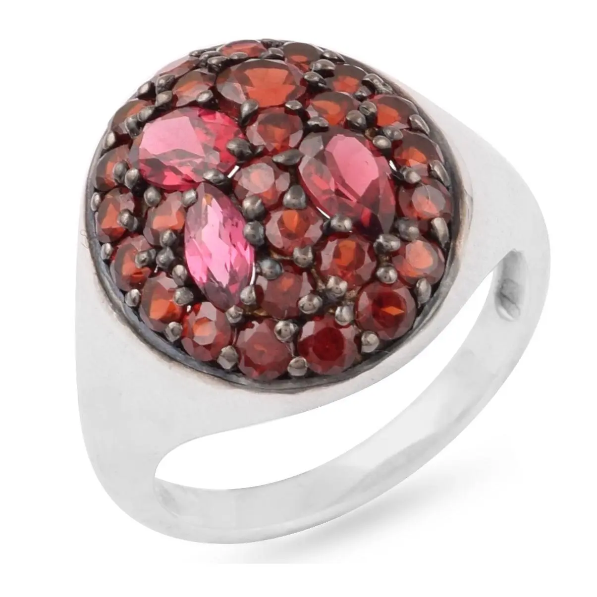 Sterling Silver Garnet and Rhodolite Cluster Ri ng