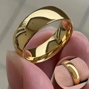 Classic 6mm 14k gold-plated ring, minimalist design, elegant unisex jewelry, suitable for weddings and anniversaries, everyday wear, gifts, and parties.