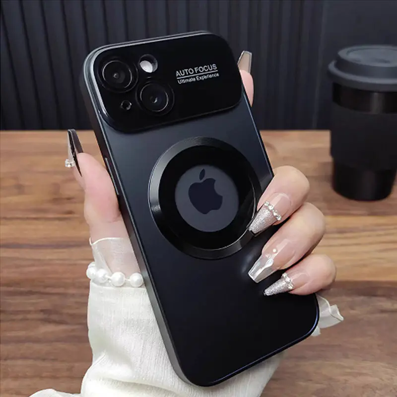 Luxury TPU Magnetic Protective Phone Case Cover for iPhone 17/16 Pro Max/15/14/13/12, Durable Customized Casing Accessory with Built-in Camera Lens Protector, Shockproof AG Matte Finish, Magnetic Wireless Charging Compatibility