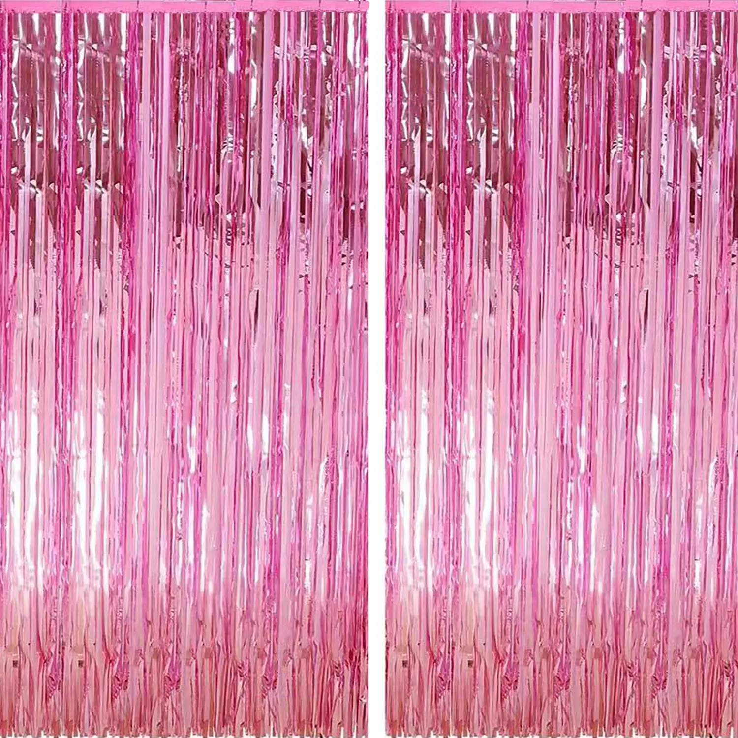2 Pack Backdrop Party Decorations Tinsel Curtain Party Backdrop Metallic Foil Fringe Reflective Birthday Decorations Photo Booth Streamer Shiny Wall Backdrop Pink Theme Bachelorette Graduation Decor