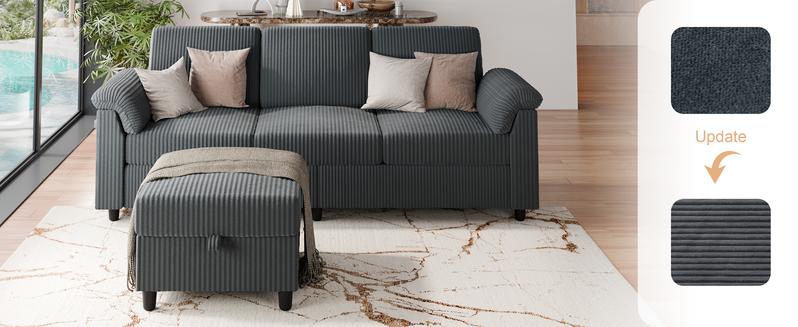 Walsunny 79" Convertible Sectional Sofa, Reversible Modern L Shaped 3 Seat modular sofa Couch with Pillows and storage,Ottoman for Living Room wayfair