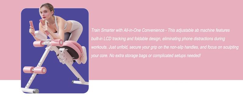 Jointlycreating Ab Machine with 5 Adjustable Levels & LCD Display Portable Home Gym Equipment for Core Workout Thickened Foam Handles