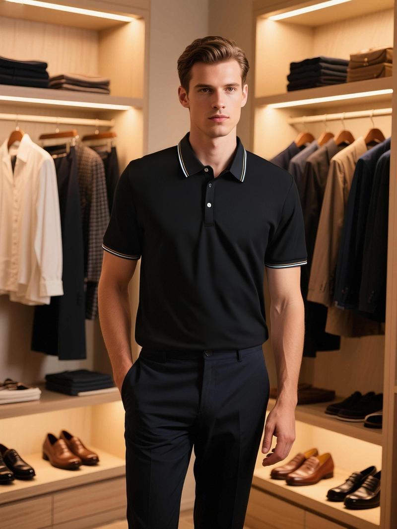 LIFE KEEPS MOVING Men's Regular Fit Solid Color Buttoned Sports Polo Shirt, Short Sleeve Turn-Down Collar Top, Suitable for Golf Outdoor Activities, Casual Comfortable Breathable Menswear